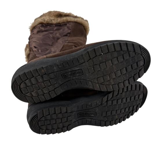 Lands End Winter Snow Boots 8.5 Sophia Brown Leather Faux Fur Lined Tall Zip Up - Picture 12 of 13